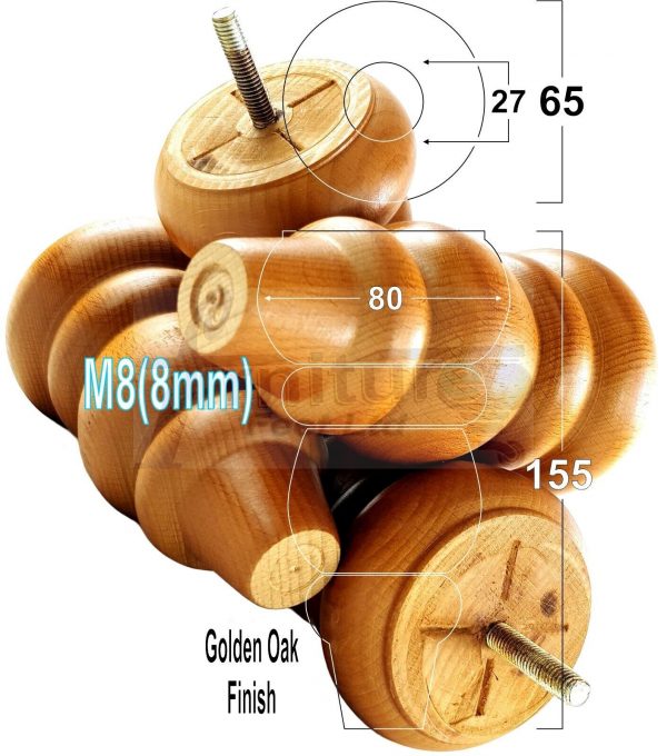 4 Turned Wood Sofa Legs 150mm High Replacement Furniture Feet Chairs Cabinets M8 - Image 19