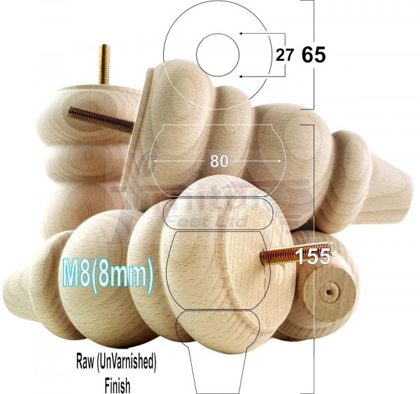 4 Turned Wood Sofa Legs 150mm High Replacement Furniture Feet Chairs Cabinets M8 - Image 25