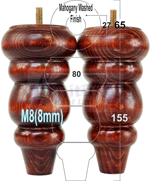 4 Turned Wood Sofa Legs 150mm High Replacement Furniture Feet Chairs Cabinets M8 - Image 22