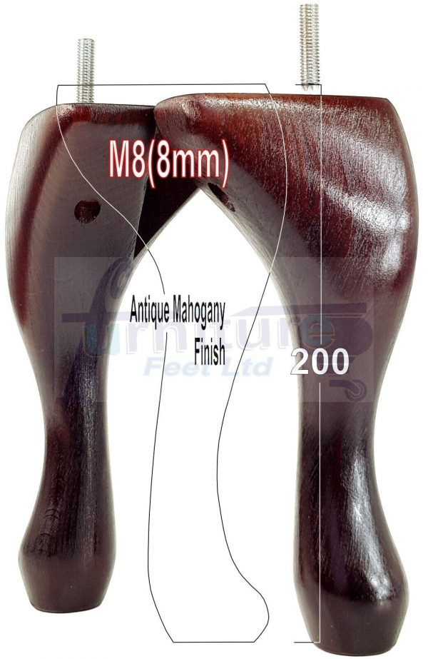 4 Wooden Traditional Queen Anne Furniture Legs 200mm Sofa Chair Beds (Self-Fix) - Image 38