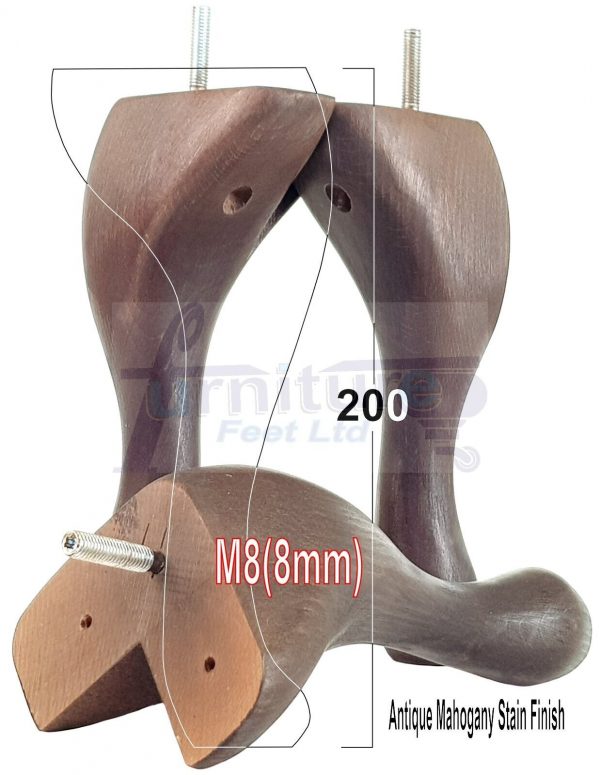 4 Wooden Traditional Queen Anne Furniture Legs 200mm Sofa Chair Beds (Self-Fix) - Image 39