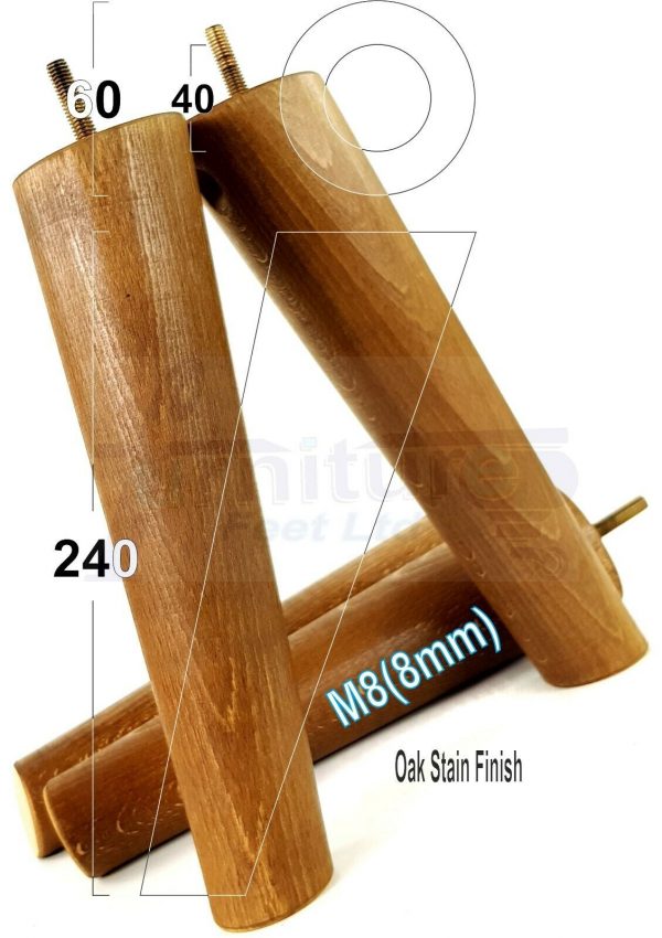 4x ANGLED WOODEN SETTEE LEGS 240mm High SOFA FURNITURE REPLACEMENT FEET M8(8mm) - Image 19