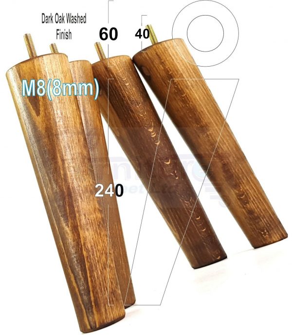 4x ANGLED WOODEN SETTEE LEGS 240mm High SOFA FURNITURE REPLACEMENT FEET M8(8mm) - Image 18