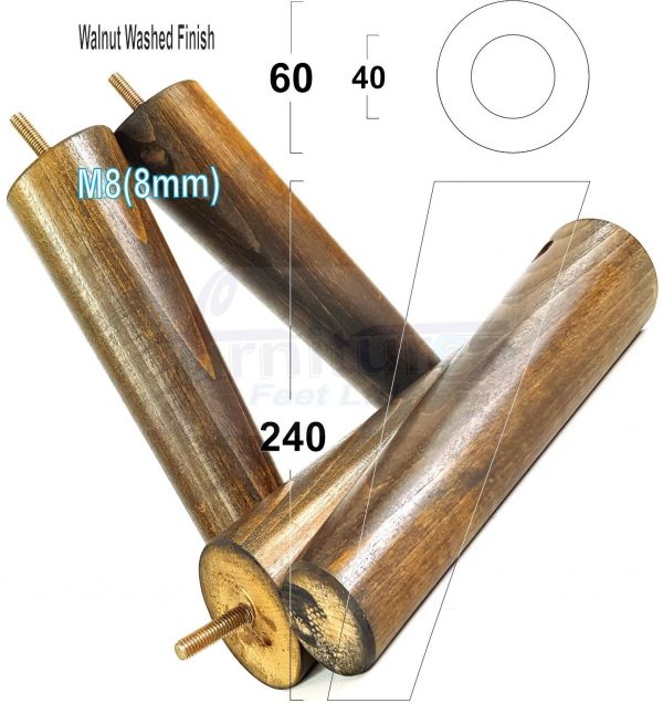 4x ANGLED WOODEN SETTEE LEGS 240mm High SOFA FURNITURE REPLACEMENT FEET M8(8mm) - Image 20