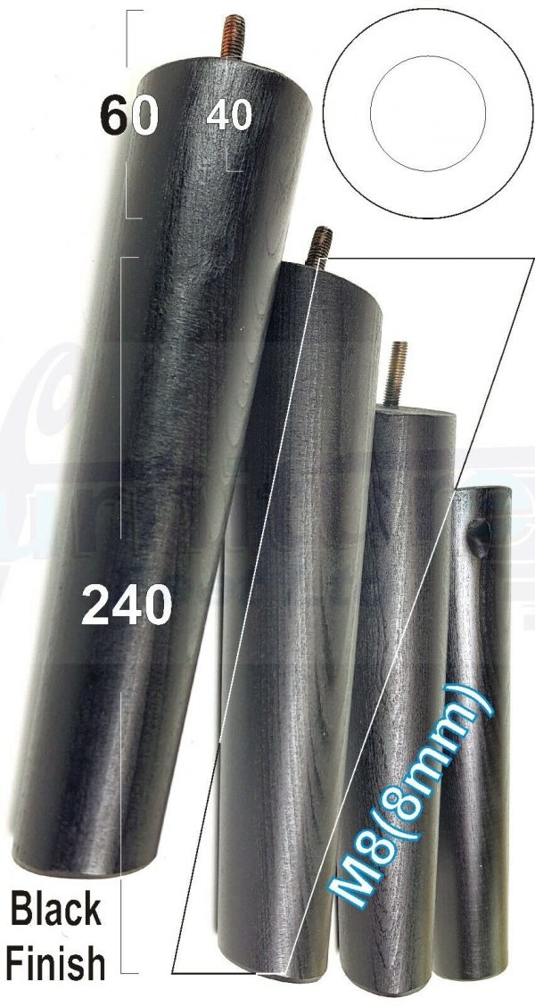 4x ANGLED WOODEN SETTEE LEGS 240mm High SOFA FURNITURE REPLACEMENT FEET M8(8mm) - Image 15