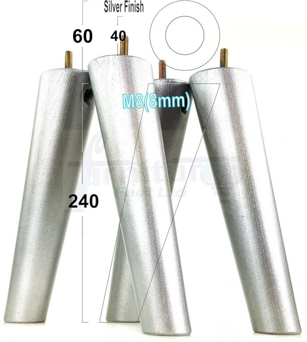 4x ANGLED WOODEN SETTEE LEGS 240mm High SOFA FURNITURE REPLACEMENT FEET M8(8mm) - Image 31
