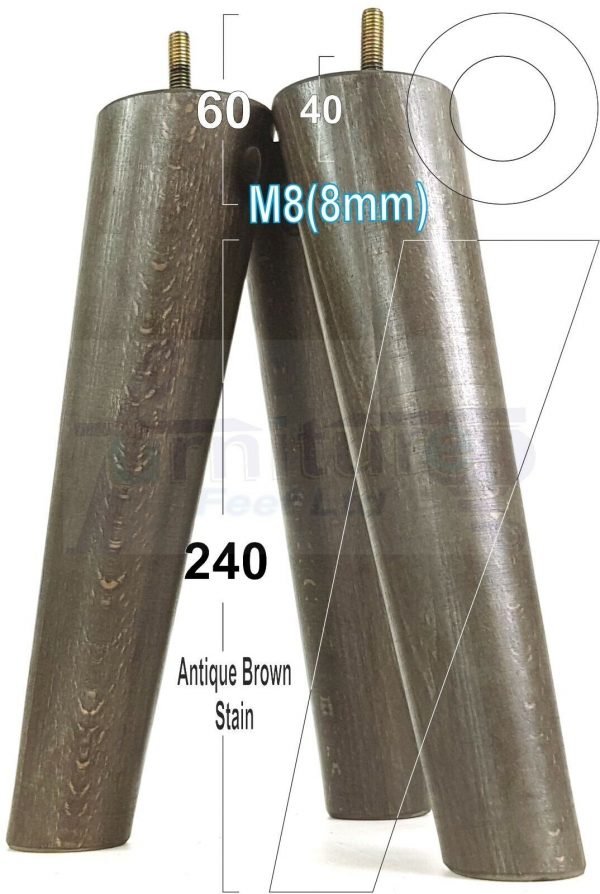 4x ANGLED WOODEN SETTEE LEGS 240mm High SOFA FURNITURE REPLACEMENT FEET M8(8mm) - Image 14