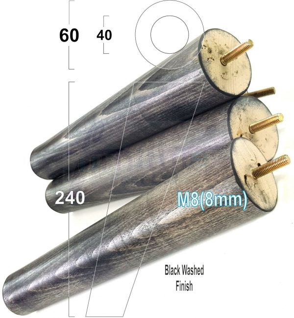 4x ANGLED WOODEN SETTEE LEGS 240mm High SOFA FURNITURE REPLACEMENT FEET M8(8mm) - Image 16