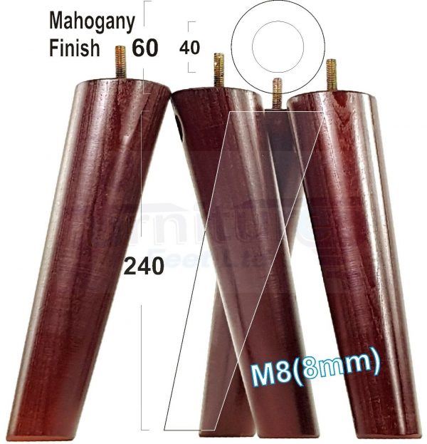 4x ANGLED WOODEN SETTEE LEGS 240mm High SOFA FURNITURE REPLACEMENT FEET M8(8mm) - Image 23