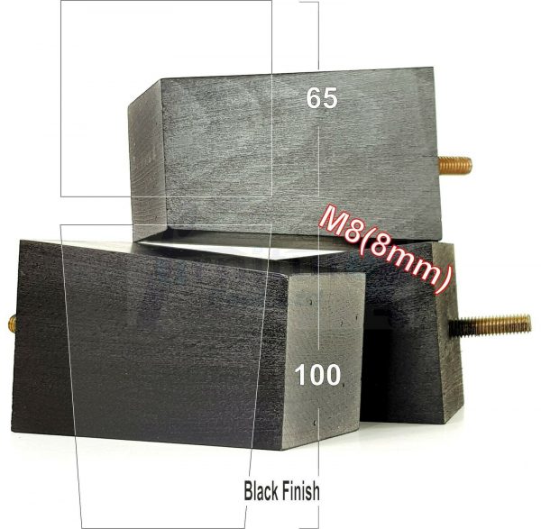 4x BLOCK WOOD REPLACEMENT FURNITURE SOFA LEGS M8(8mm) SETTEE FEET 100mm HIGH - Image 13