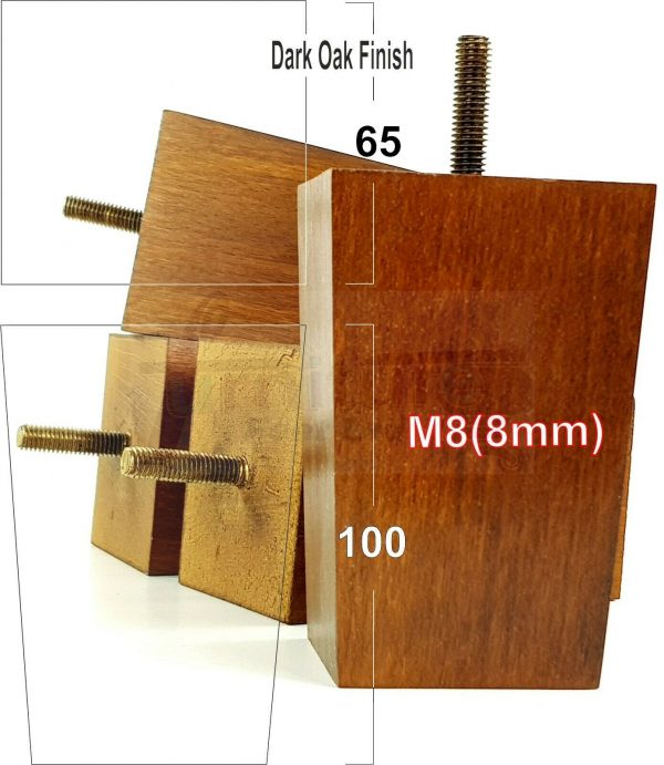 4x BLOCK WOOD REPLACEMENT FURNITURE SOFA LEGS M8(8mm) SETTEE FEET 100mm HIGH - Image 16