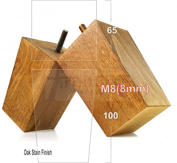 4x BLOCK WOOD REPLACEMENT FURNITURE SOFA LEGS M8(8mm) SETTEE FEET 100mm HIGH - Image 27
