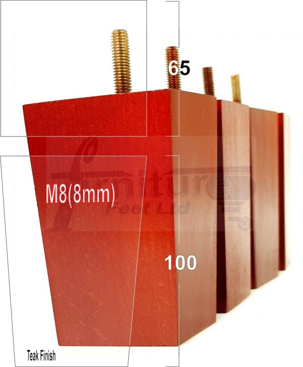 4x BLOCK WOOD REPLACEMENT FURNITURE SOFA LEGS M8(8mm) SETTEE FEET 100mm HIGH - Image 30