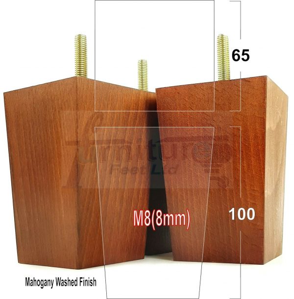 4x BLOCK WOOD REPLACEMENT FURNITURE SOFA LEGS M8(8mm) SETTEE FEET 100mm HIGH - Image 22