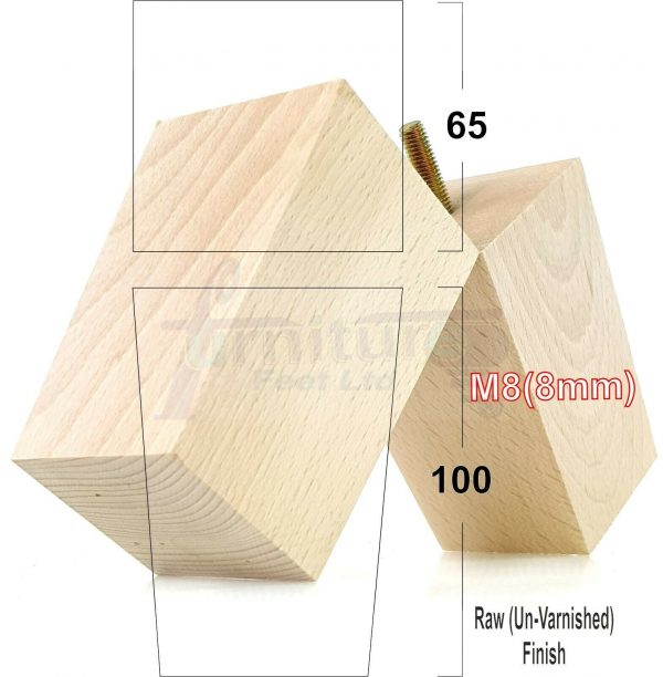 4x BLOCK WOOD REPLACEMENT FURNITURE SOFA LEGS M8(8mm) SETTEE FEET 100mm HIGH - Image 29