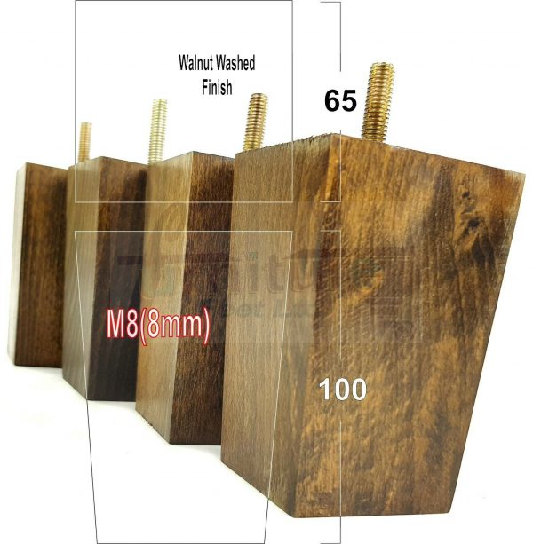 4x BLOCK WOOD REPLACEMENT FURNITURE SOFA LEGS M8(8mm) SETTEE FEET 100mm HIGH - Image 18