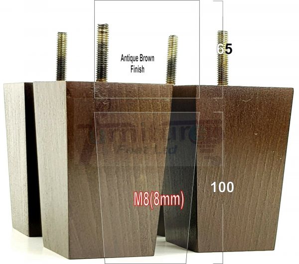 4x BLOCK WOOD REPLACEMENT FURNITURE SOFA LEGS M8(8mm) SETTEE FEET 100mm HIGH - Image 12