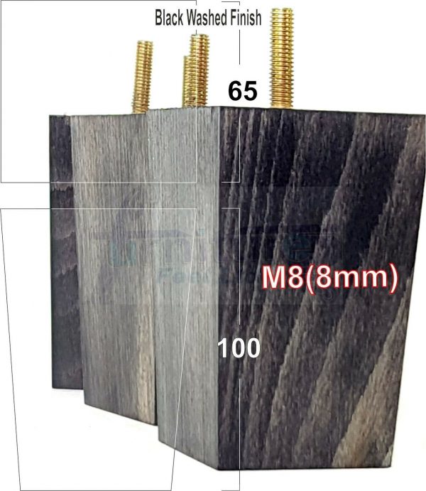 4x BLOCK WOOD REPLACEMENT FURNITURE SOFA LEGS M8(8mm) SETTEE FEET 100mm HIGH - Image 14