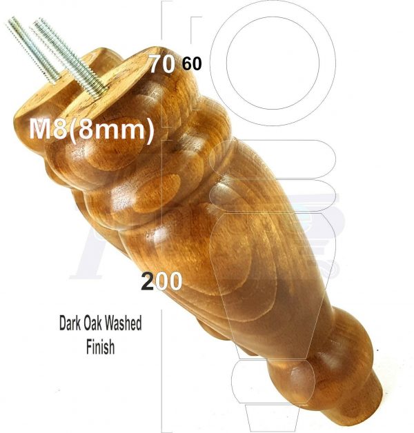 4x REPLACEMENT WOOD FURNITURE SOFA LEGS M8(8mm) CHAIR - SETTEE FEET 200mm HIGH - Image 19
