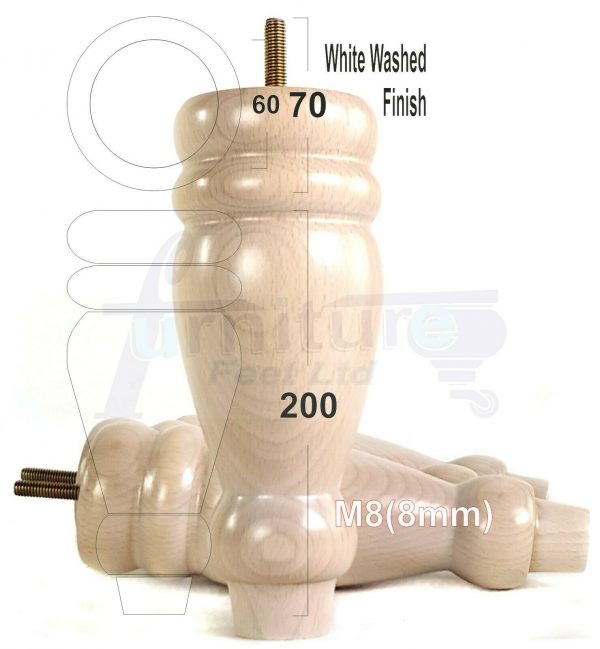 4x REPLACEMENT WOOD FURNITURE SOFA LEGS M8(8mm) CHAIR - SETTEE FEET 200mm HIGH - Image 34