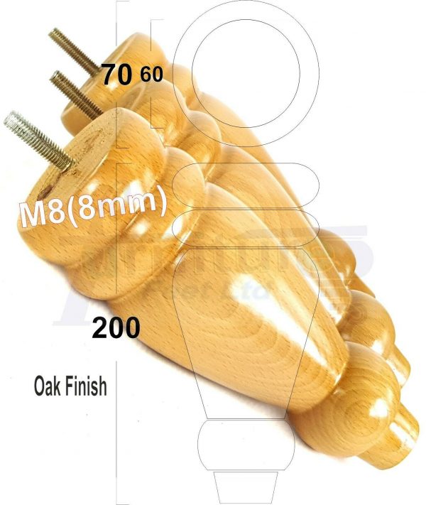 4x REPLACEMENT WOOD FURNITURE SOFA LEGS M8(8mm) CHAIR - SETTEE FEET 200mm HIGH - Image 27