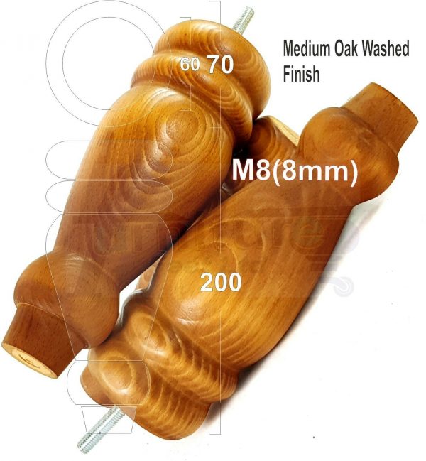 4x REPLACEMENT WOOD FURNITURE SOFA LEGS M8(8mm) CHAIR - SETTEE FEET 200mm HIGH - Image 25