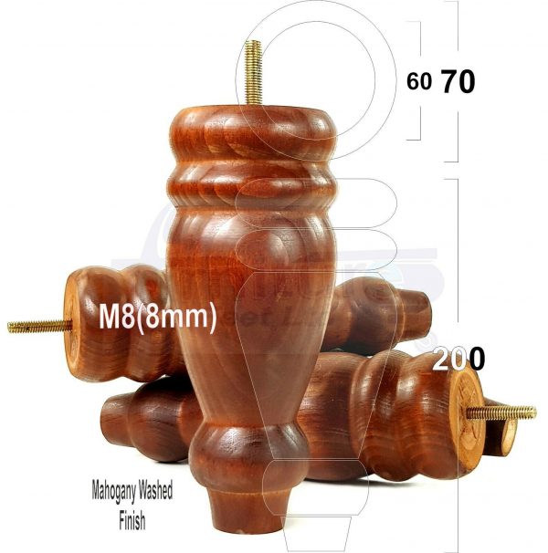 4x REPLACEMENT WOOD FURNITURE SOFA LEGS M8(8mm) CHAIR - SETTEE FEET 200mm HIGH - Image 24