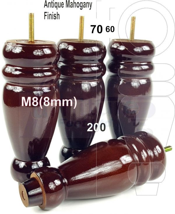 4x REPLACEMENT WOOD FURNITURE SOFA LEGS M8(8mm) CHAIR - SETTEE FEET 200mm HIGH - Image 35