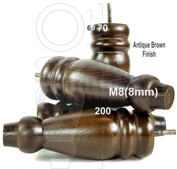 4x REPLACEMENT WOOD FURNITURE SOFA LEGS M8(8mm) CHAIR - SETTEE FEET 200mm HIGH - Image 13
