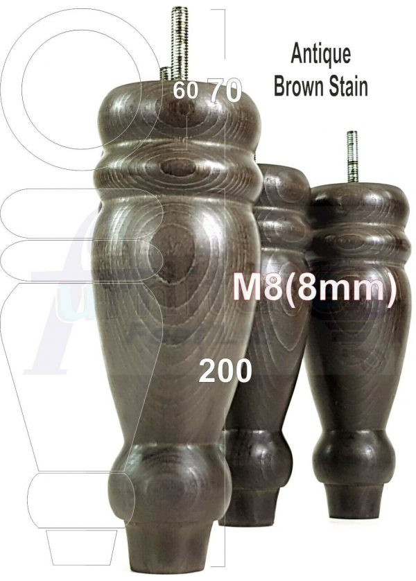 4x REPLACEMENT WOOD FURNITURE SOFA LEGS M8(8mm) CHAIR - SETTEE FEET 200mm HIGH - Image 14