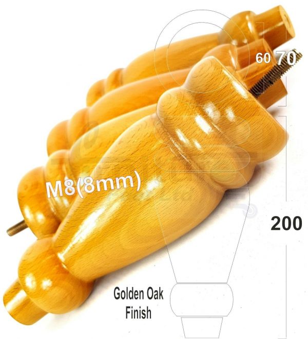 4x REPLACEMENT WOOD FURNITURE SOFA LEGS M8(8mm) CHAIR - SETTEE FEET 200mm HIGH - Image 22
