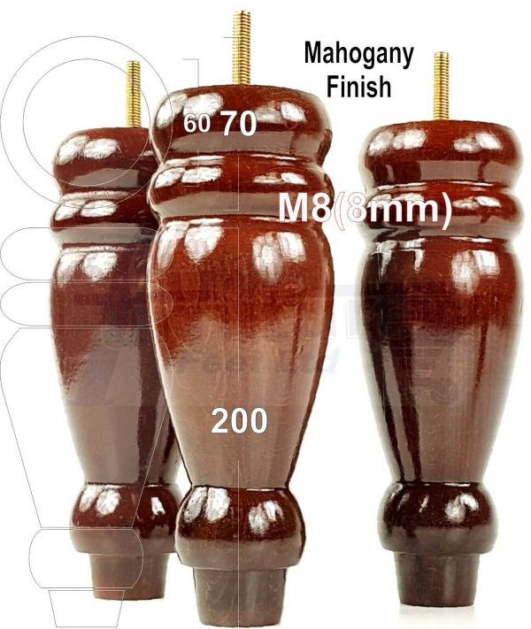 4x REPLACEMENT WOOD FURNITURE SOFA LEGS M8(8mm) CHAIR - SETTEE FEET 200mm HIGH - Image 23