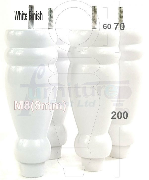 4x REPLACEMENT WOOD FURNITURE SOFA LEGS M8(8mm) CHAIR - SETTEE FEET 200mm HIGH - Image 33