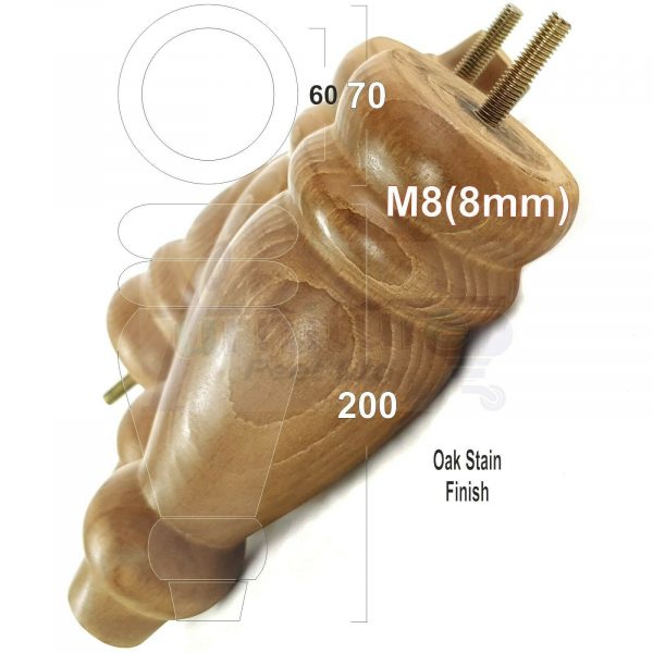 4x REPLACEMENT WOOD FURNITURE SOFA LEGS M8(8mm) CHAIR - SETTEE FEET 200mm HIGH - Image 29