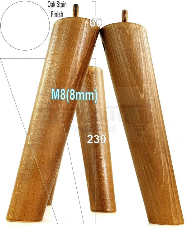 4x SOLID WOOD ANGLED SETTEE LEGS 230mm High FURNITURE REPLACEMENT FEET M8(8mm) - Image 19