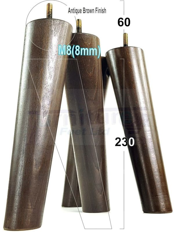 4x SOLID WOOD ANGLED SETTEE LEGS 230mm High FURNITURE REPLACEMENT FEET M8(8mm) - Image 13