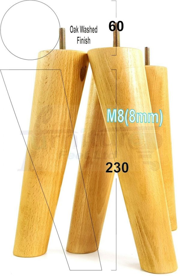 4x SOLID WOOD ANGLED SETTEE LEGS 230mm High FURNITURE REPLACEMENT FEET M8(8mm) - Image 30