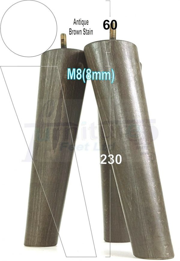 4x SOLID WOOD ANGLED SETTEE LEGS 230mm High FURNITURE REPLACEMENT FEET M8(8mm) - Image 14