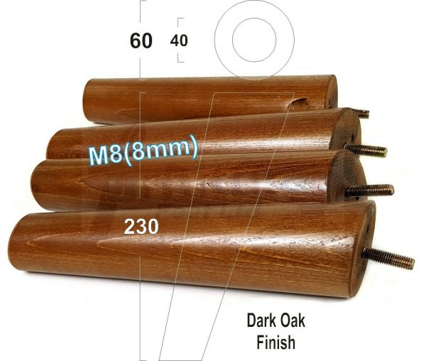 4x SOLID WOOD ANGLED SETTEE LEGS 230mm High FURNITURE REPLACEMENT FEET M8(8mm) - Image 17