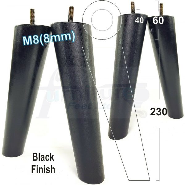 4x SOLID WOOD ANGLED SETTEE LEGS 230mm High FURNITURE REPLACEMENT FEET M8(8mm) - Image 15