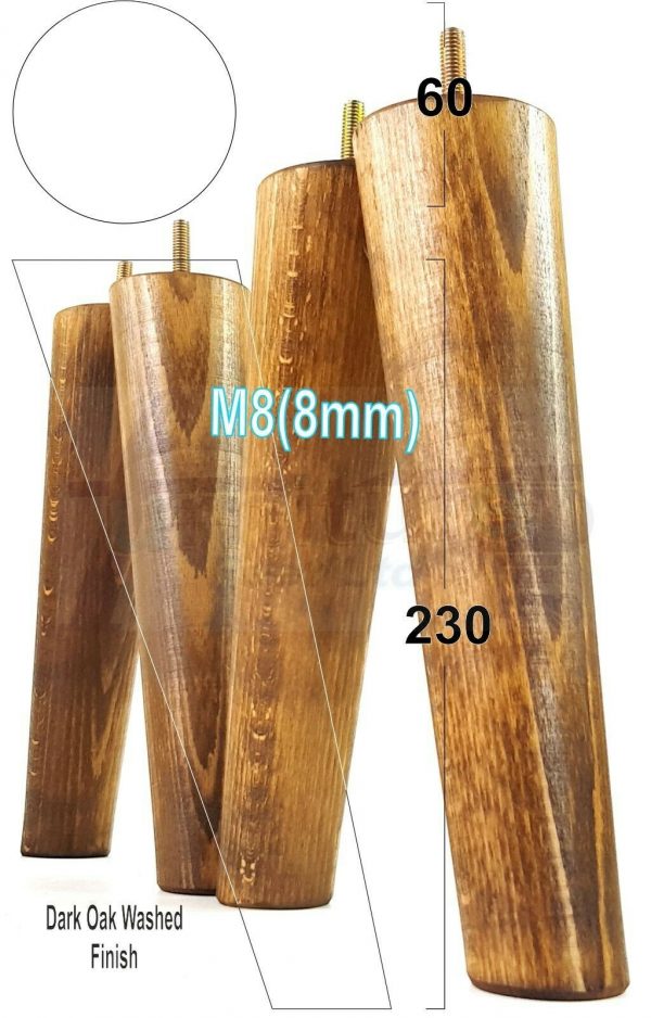 4x SOLID WOOD ANGLED SETTEE LEGS 230mm High FURNITURE REPLACEMENT FEET M8(8mm) - Image 18