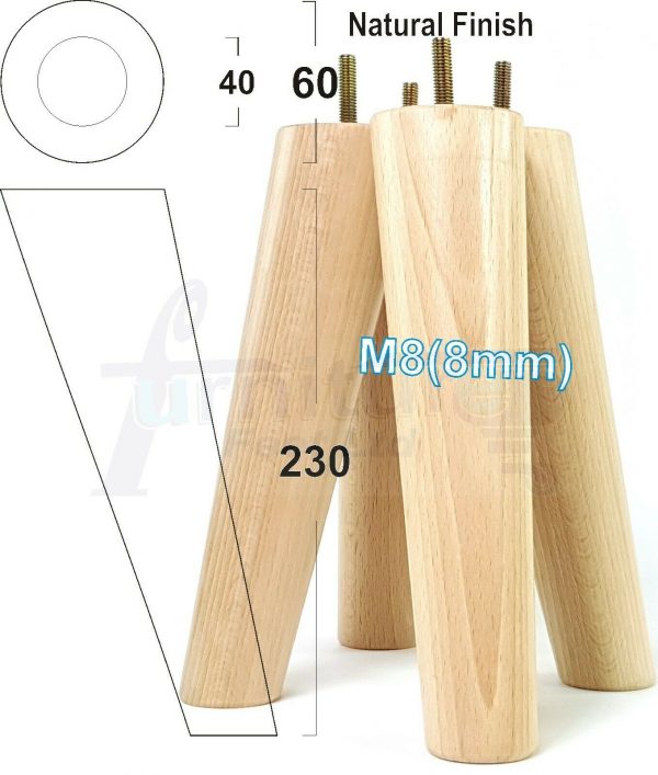 4x SOLID WOOD ANGLED SETTEE LEGS 230mm High FURNITURE REPLACEMENT FEET M8(8mm) - Image 26
