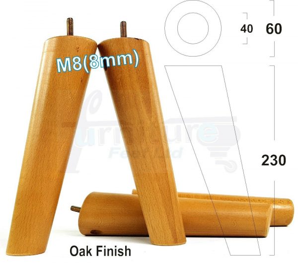 4x SOLID WOOD ANGLED SETTEE LEGS 230mm High FURNITURE REPLACEMENT FEET M8(8mm) - Image 28