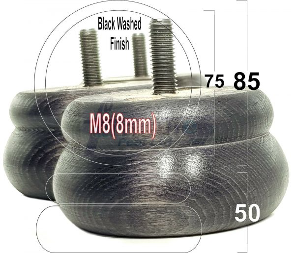 4x SOLID WOODEN FURNITURE LEGS M8(8mm) CHAIR REPLACEMENT BUN FEET 50mm HIGH - Image 16