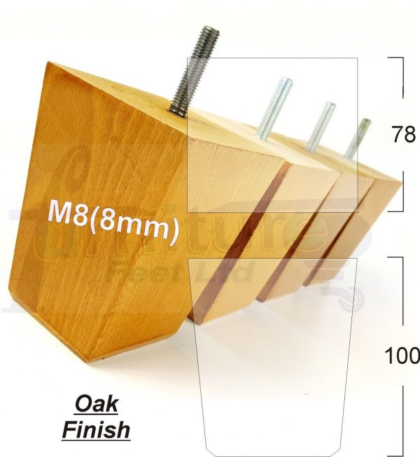 4x Sofa Furniture Legs Soild Wood Chair Feet M8 for Settees Footstool 100mm High - Image 13
