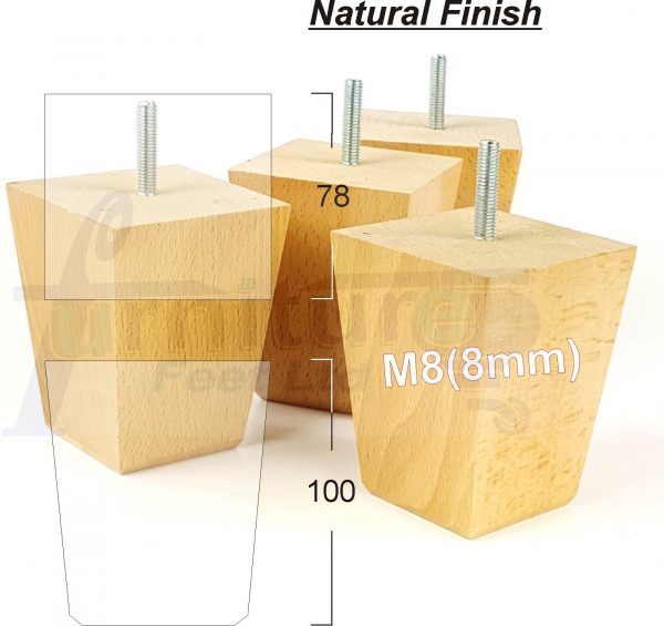4x Sofa Furniture Legs Soild Wood Chair Feet M8 for Settees Footstool 100mm High - Image 12