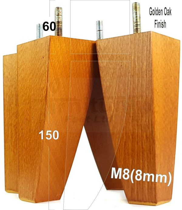 4x TAPERED WOODEN SOFA LEGS 150mm High CHAIR REPLACEMENT FURNITURE FEET M8(8mm) - Image 19