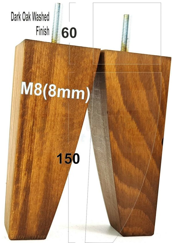 4x TAPERED WOODEN SOFA LEGS 150mm High CHAIR REPLACEMENT FURNITURE FEET M8(8mm) - Image 16