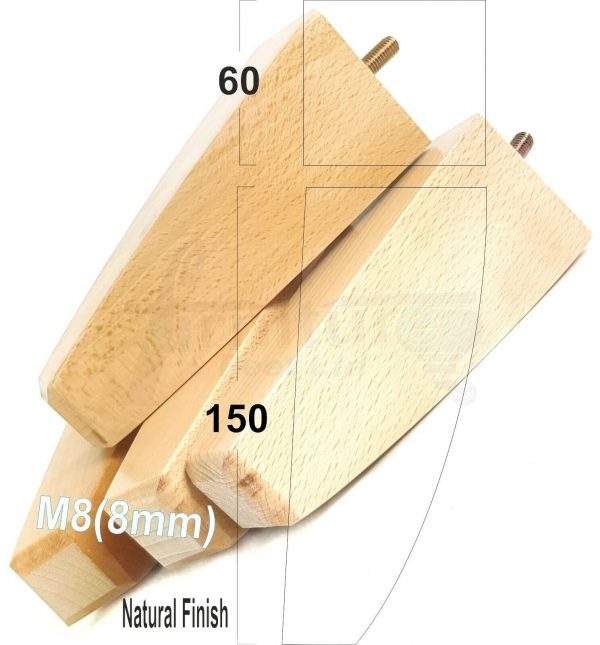 4x TAPERED WOODEN SOFA LEGS 150mm High CHAIR REPLACEMENT FURNITURE FEET M8(8mm) - Image 24