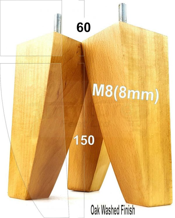 4x TAPERED WOODEN SOFA LEGS 150mm High CHAIR REPLACEMENT FURNITURE FEET M8(8mm) - Image 28